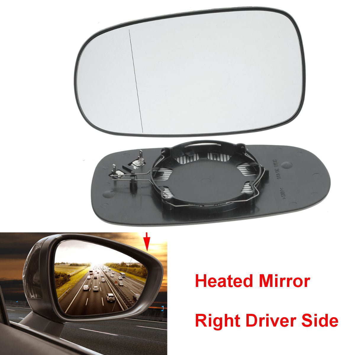 SAAB 93 2003-2013 Right side Heated Door Wing Mirror Glass & Backing Plate